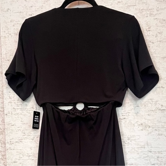 NWT Express Black 2-Piece Skirt Top Attached with O-ring Sz S Night Out V-Neck - Picture 10 of 16